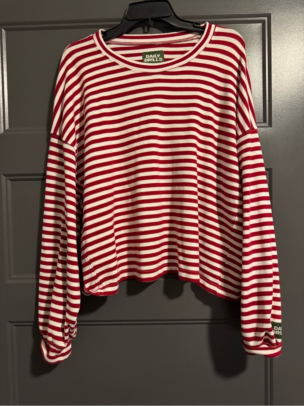 Daily Drills Red and White Striped Kids Long Sleeve Top